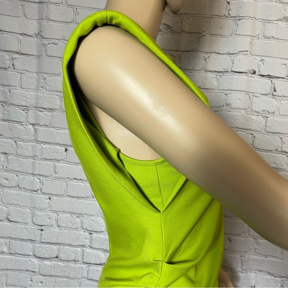 Sold - NWT New Zara Shoulder Pad Draped Sleeveless Green Dress Size M - Picture 8 of 14